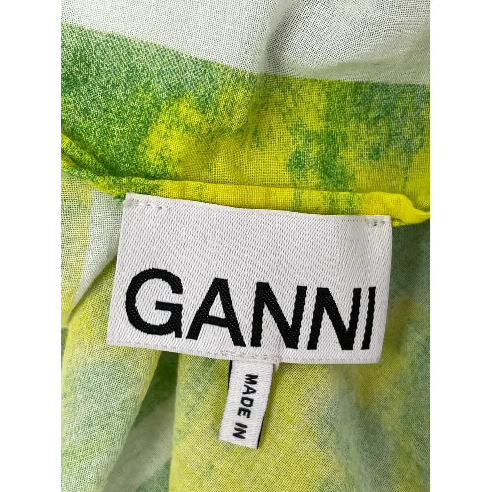 Ganni Green Yellow Voile Tie Dye Winter Snow Shawl Wrap Neck Scarf One Size